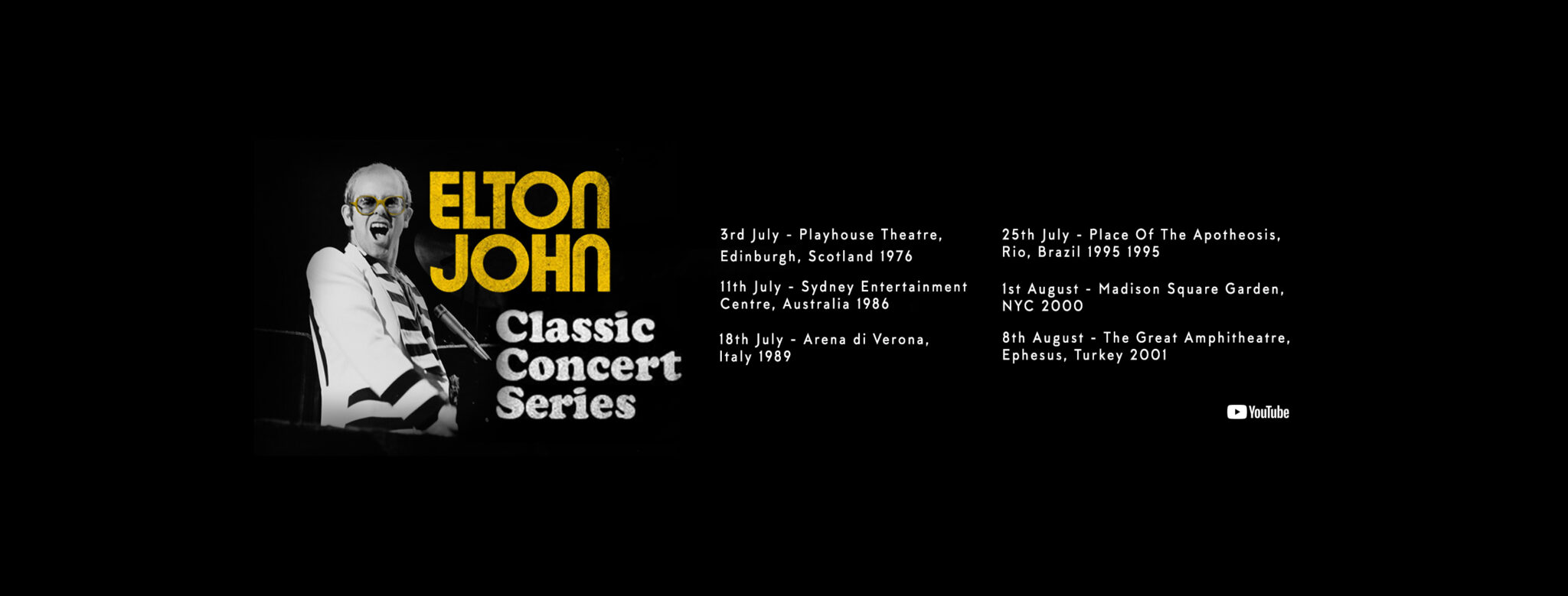 エルトン・ジョンが、日本時間 7月4日（土）午前1時から、新企画『エルトン・ジョン：クラシック・コンサート・シリーズ』をスタート！ 過去の歴史