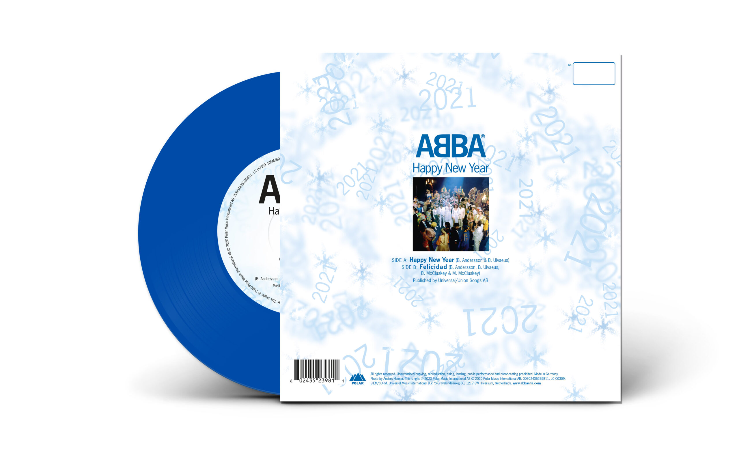 Abba Happy New Year の 限定 7 インチ アナログが 12月4日発売決定 全世界で 6 000枚限定のシリアル番号入り 半透明ブルー ヴァイナル Music Guide ミュージックガイド
